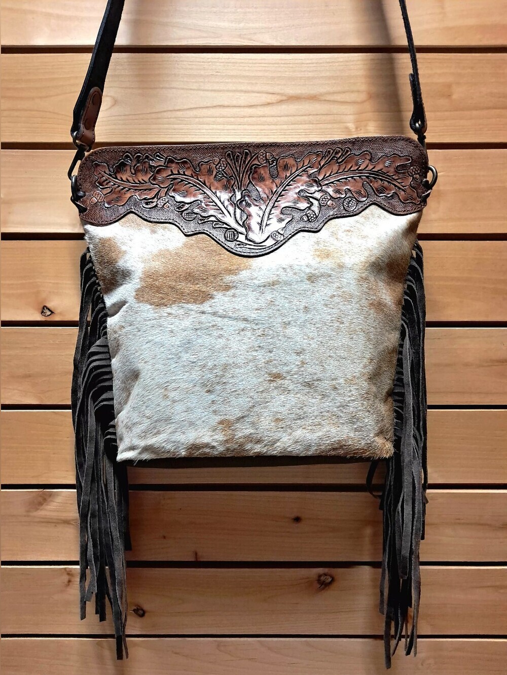 Merbaa Western Leather Cowhide Fringe Crossbody/ Shoulder Bag - Picture 3 of 8
